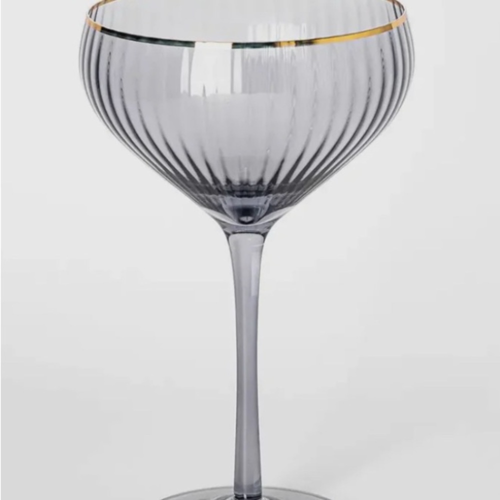 Set of 4 smoke and Gold Rimmed Glass coup glasses
